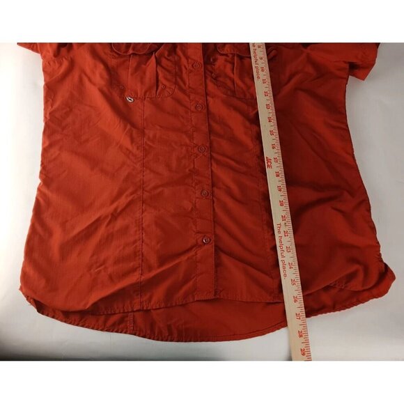 Magellan Outdoors Women Shirt Orange Relaxed Fit Button Up Fish Gear Workwear L - Picture 10 of 12